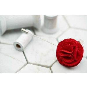 Dear Martian Mens Red Flower Lapel Pin